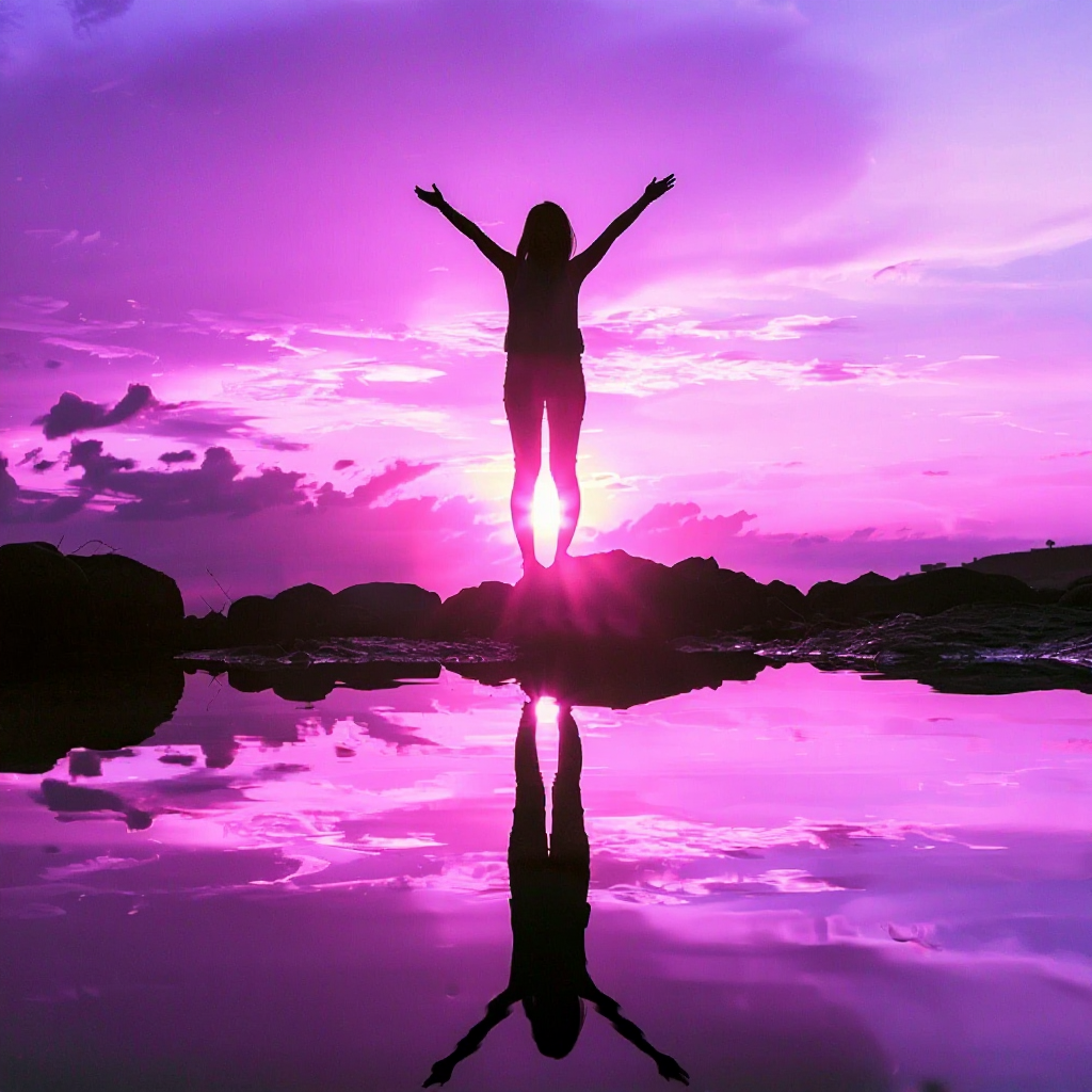 silhouette woman standing beach against cloudy sky sunset silhouette woman standing beach against cloudy sky sunset